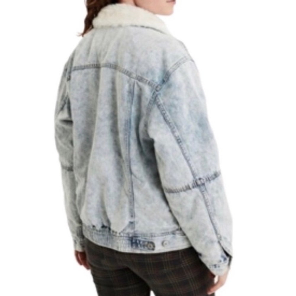 AMERICAN EAGLE 🦅 VINTAGE 80’s DENIM JEAN FAUX SHERPA-LINED JACKET Women’s XXL - Picture 3 of 11